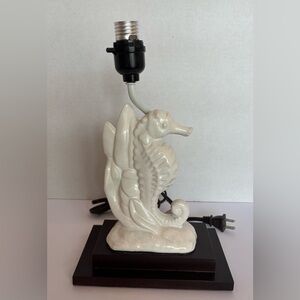White Ceramic Coastal Seahorse Table Lamp